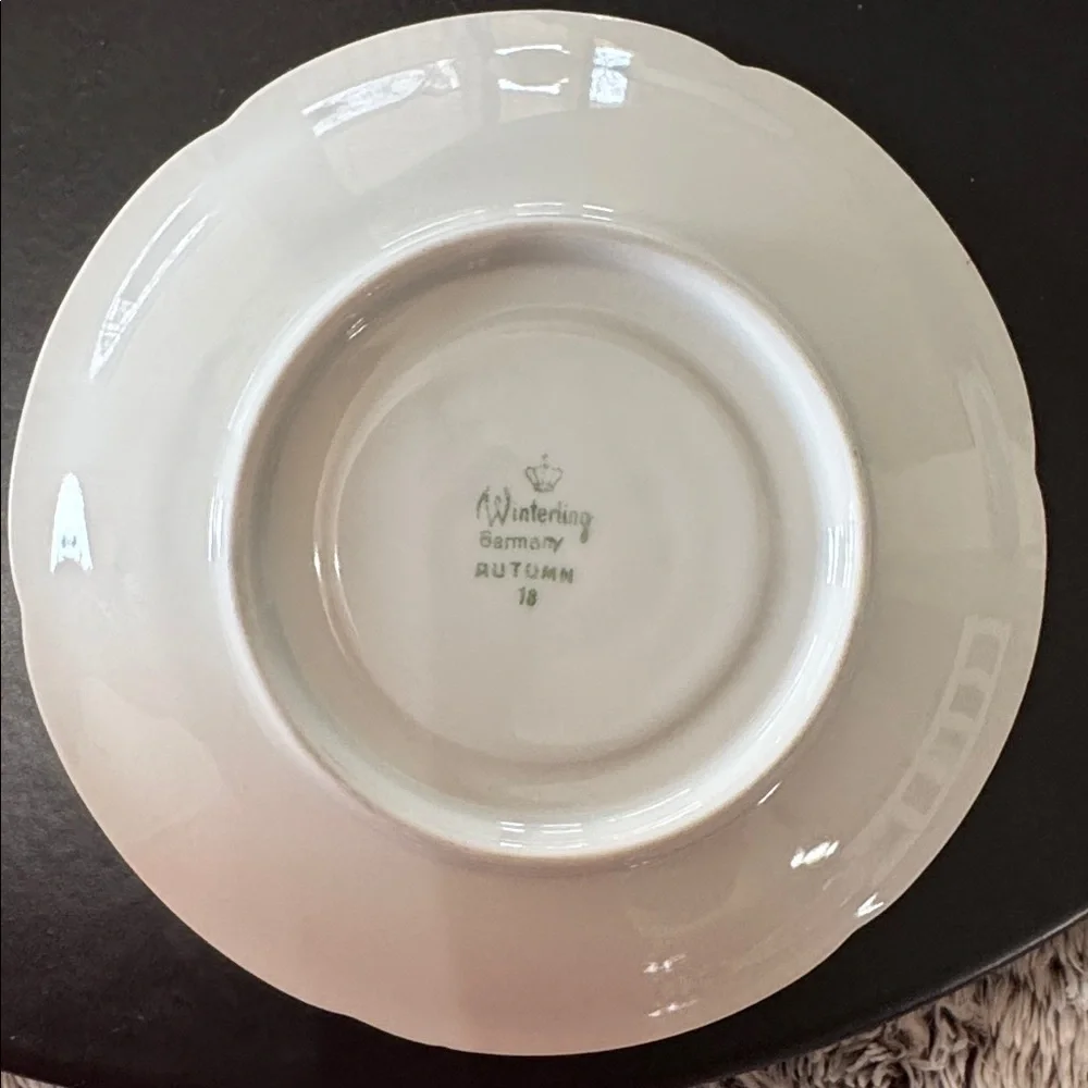 Winterling Bovaria Germany Autumn Leaves Set of 3 Saucers 6” Gold Trim Porcelain